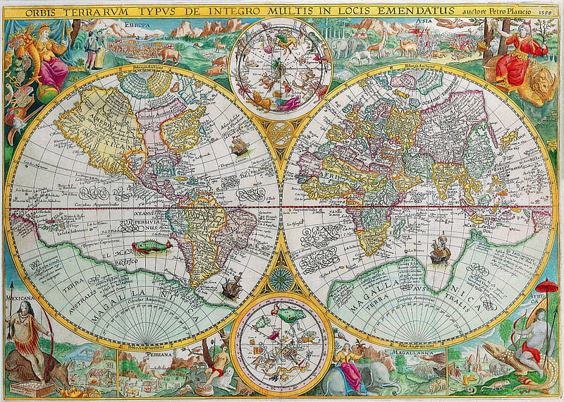 Old map of the Globe, globe, detailed, old, map, HD wallpaper