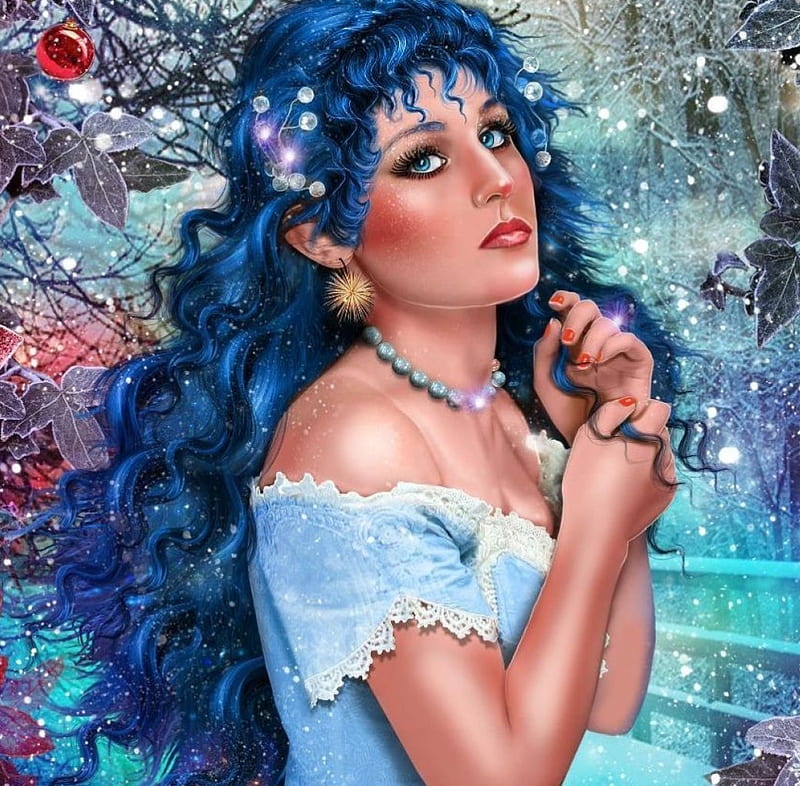 Concourswonderwinter Fantasy Lady Blue Winter Hd Wallpaper Peakpx