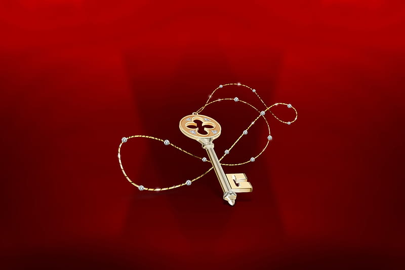 The Key 4 U, red, friend, love, key, HD wallpaper