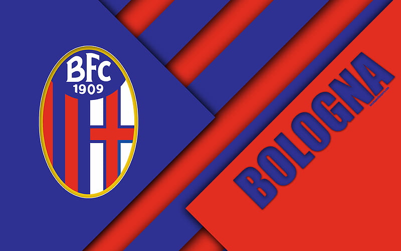 Bologna FC, logo material design, football, Serie A, Bologna, Italy, red blue abstraction, Italian football club, HD wallpaper