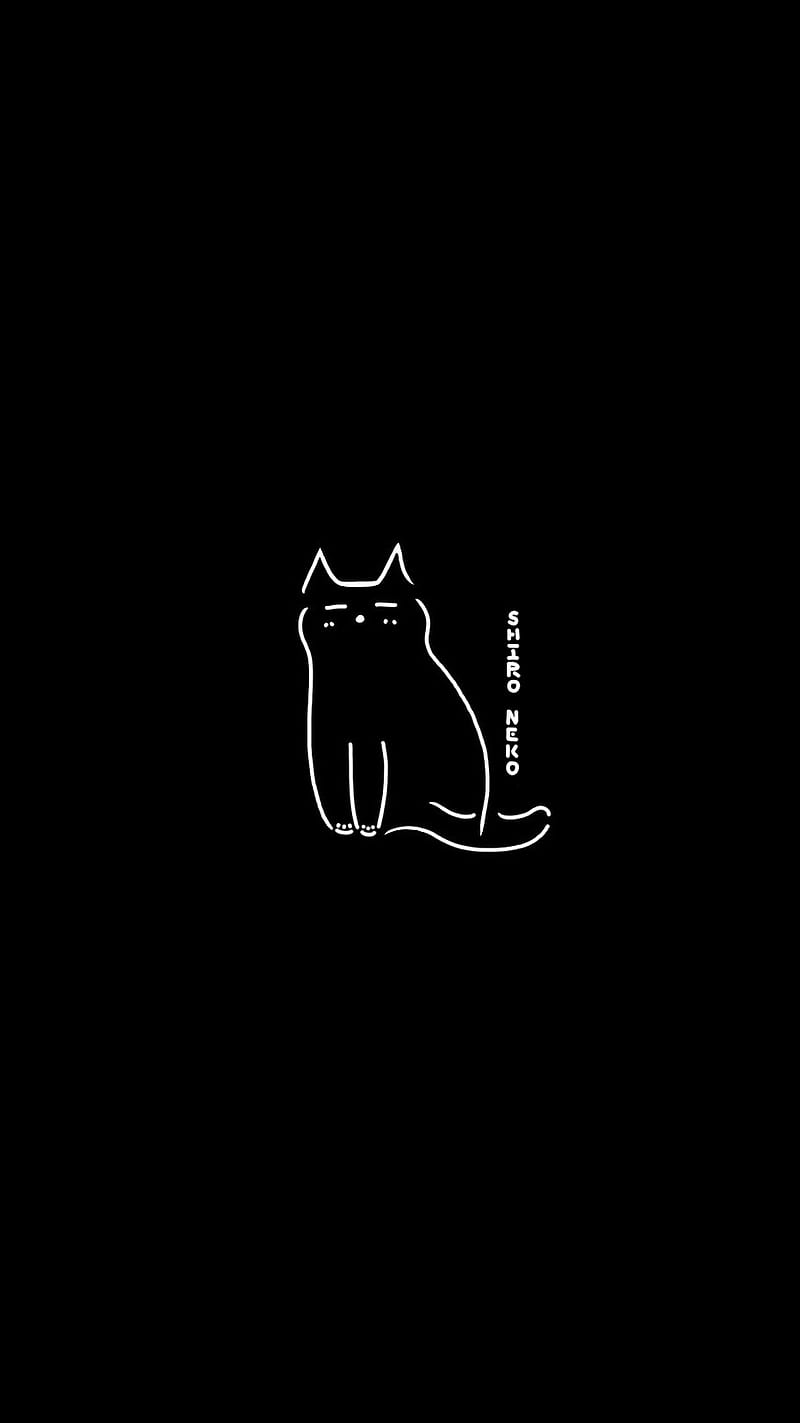 Minimalist Cat, drawinga, original, cartoon, aestethic, android, black,  icon, HD phone wallpaper | Peakpx