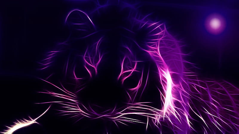 Neon Flame Energy Abstract Lightning Motion Bright - Fractal Animals -, Lightning Lion, HD wallpaper