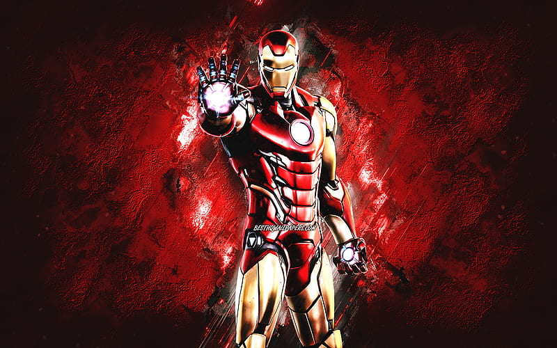 Fortnite Iron Man Skin, Fortnite, main characters, red stone background, Iron Man, Fortnite skins, Iron Man Skin, Iron Man Fortnite, Fortnite characters, HD wallpaper