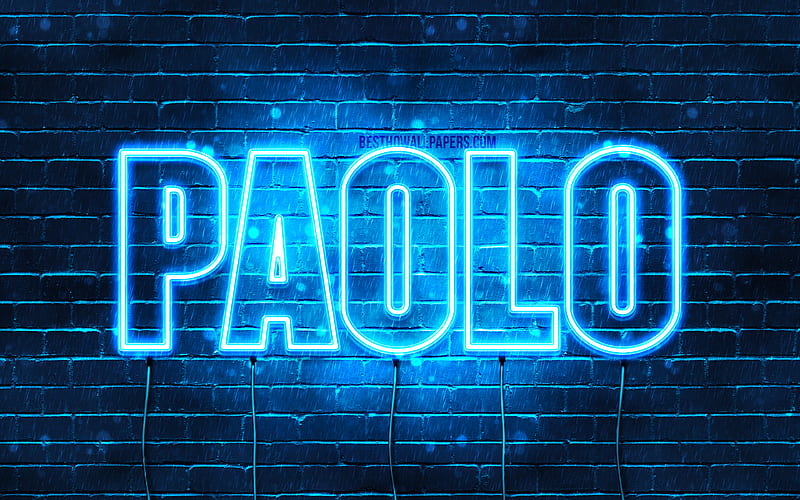 Paolo with names, Paolo name, blue neon lights, Happy Birtay Paolo, popular italian male names, with Paolo name, HD wallpaper