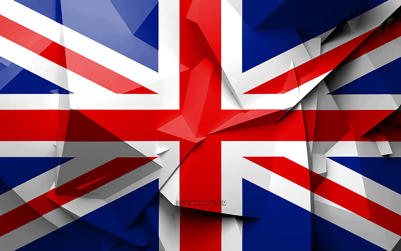 Flag of United Kingdom, geometric art, European countries, United Kingdom flag, creative, United Kingdom, Europe, United Kingdom 3D flag, national symbols, UK flag, HD wallpaper
