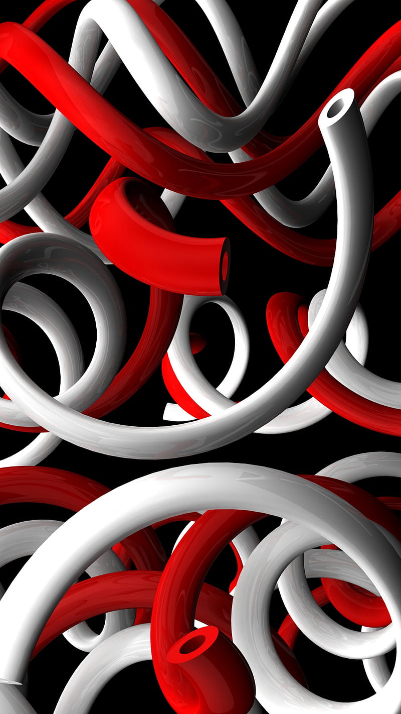 Red and White Twist , curved, twisted, forma, plexus, HD phone wallpaper