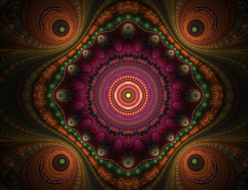fractal, pattern, kaleidoscope, colorful, abstraction, HD wallpaper