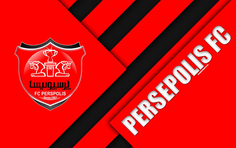 Persepolis FC Iranian football club, logo, red black abstraction, material design, emblem, Persian Gulf Pro League, Tehran, Iran, football, HD wallpaper