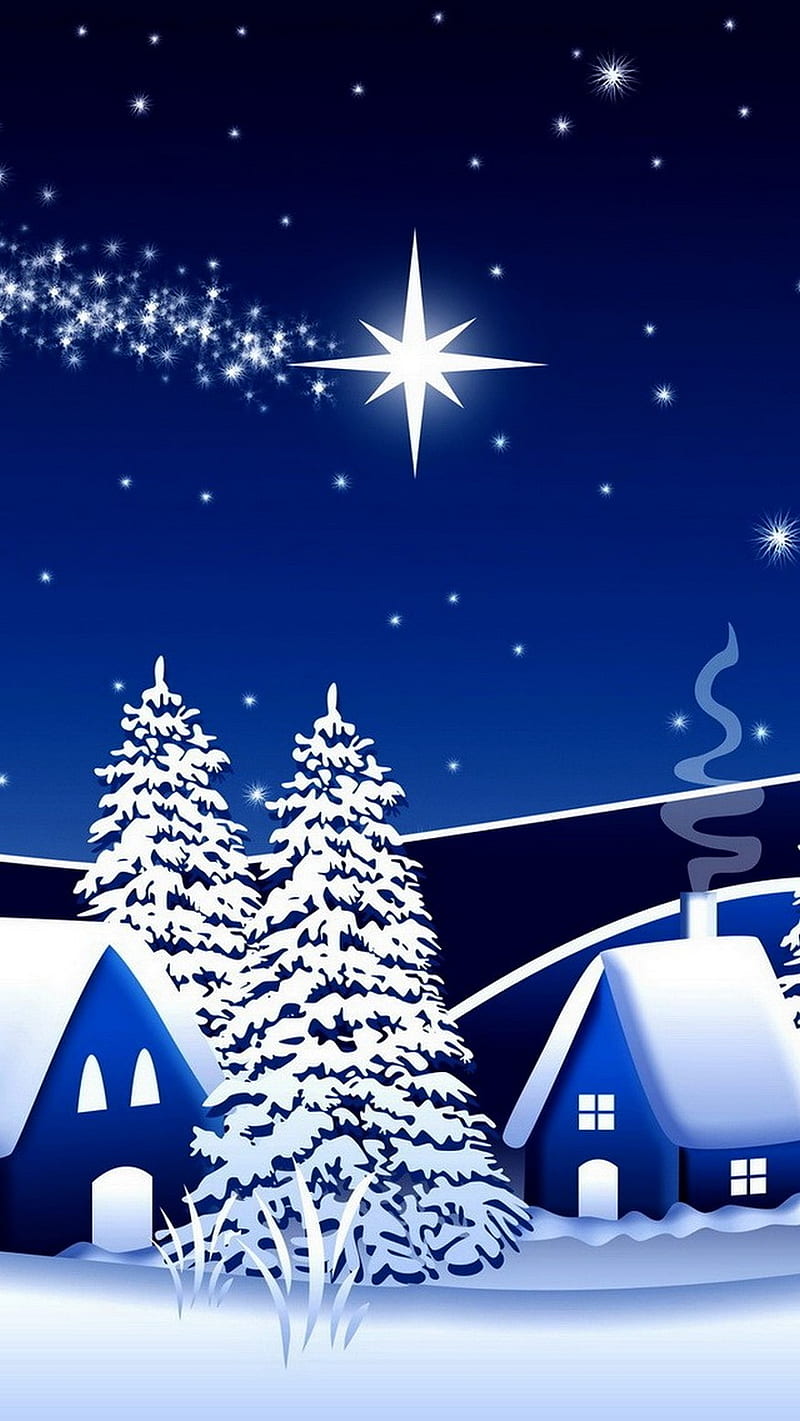 Christmas, blue night, snow, winter, xmas, HD phone wallpaper | Peakpx