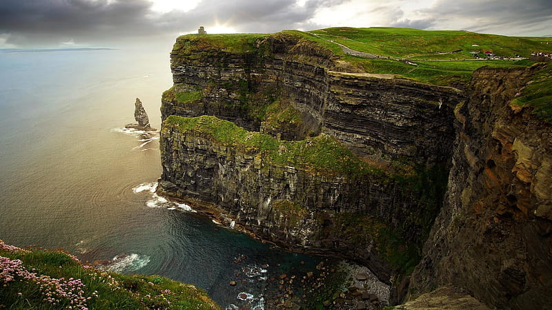 Cliffs of Moher (Ireland), rugged, cliffs, ireland, ocean, nature, sky, clouds, landscape, HD wallpaper