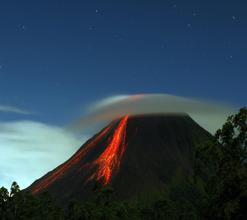 Volcanism, fire, lava, magma, mountain, volcano, HD wallpaper