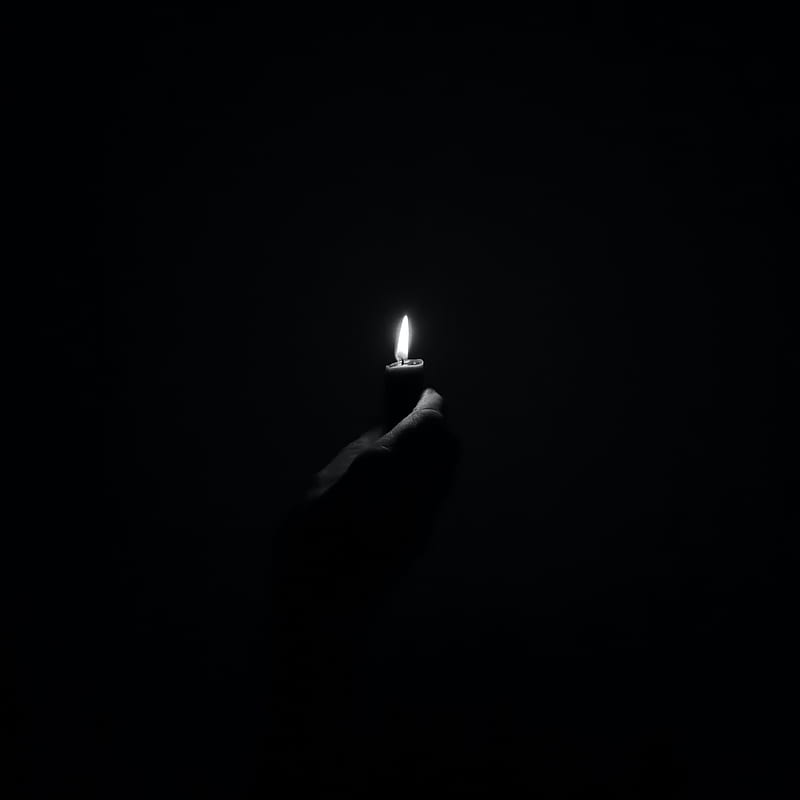 candle, monochrome, fire, flames, black and white, hand, Others, HD phone wallpaper