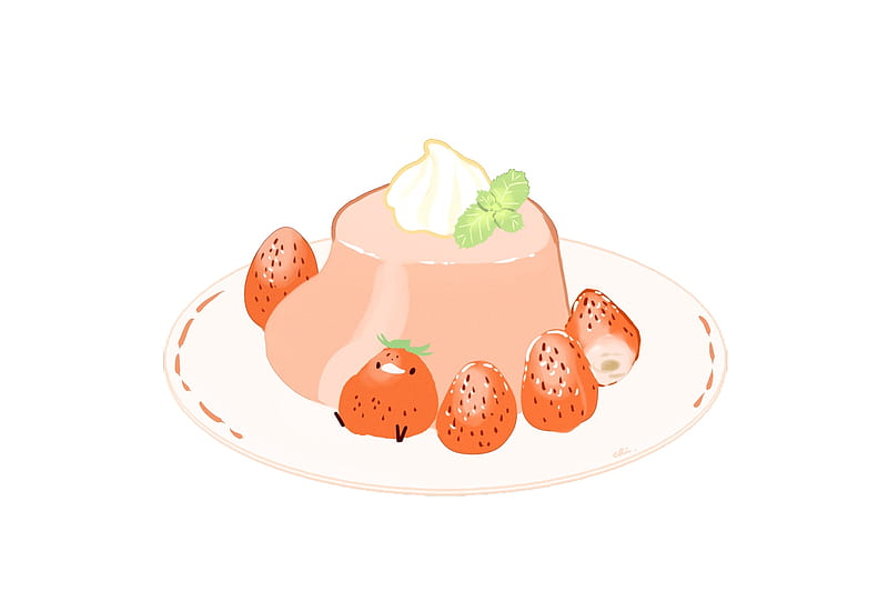 anime food, strawberry, jelly, fruits, Anime, HD wallpaper
