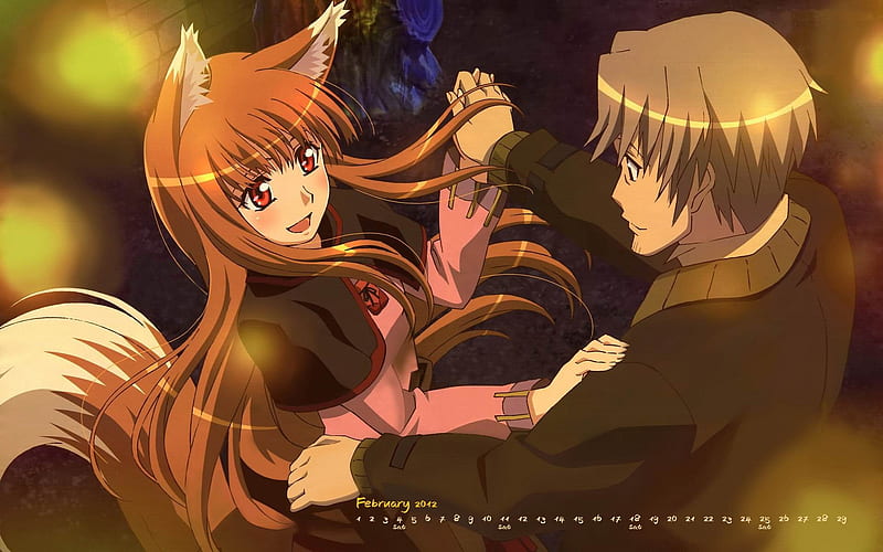 Spice and Wolf-February 2012 calendar themes, HD wallpaper
