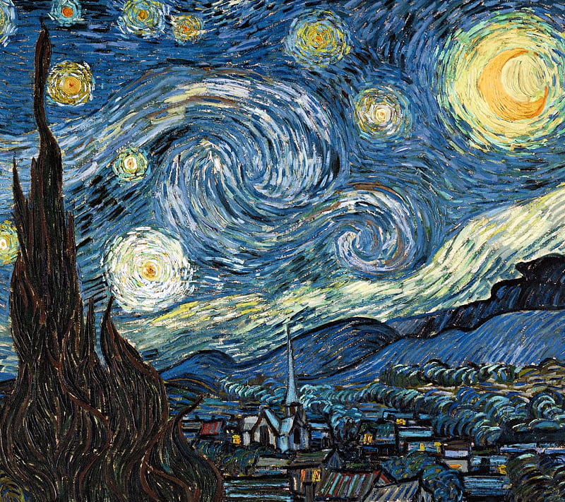 Starry Night, art, gogh, night, painting, starry, van, vincent, HD wallpaper