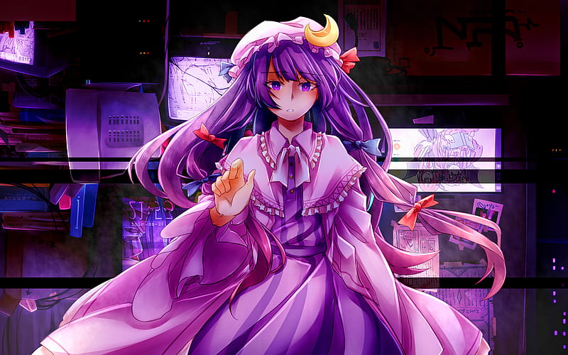 Patchouli Knowledge, Touhou characters, girl with violet hair, artwork, Pachurii Noorejji, manga, Touhou, Patchouli Knowledge Touhou, HD wallpaper