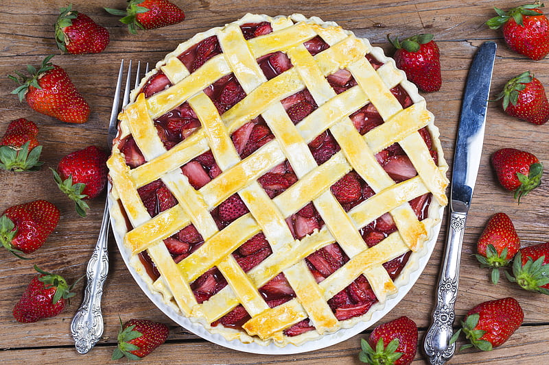 Food, Pie, Strawberry, HD wallpaper