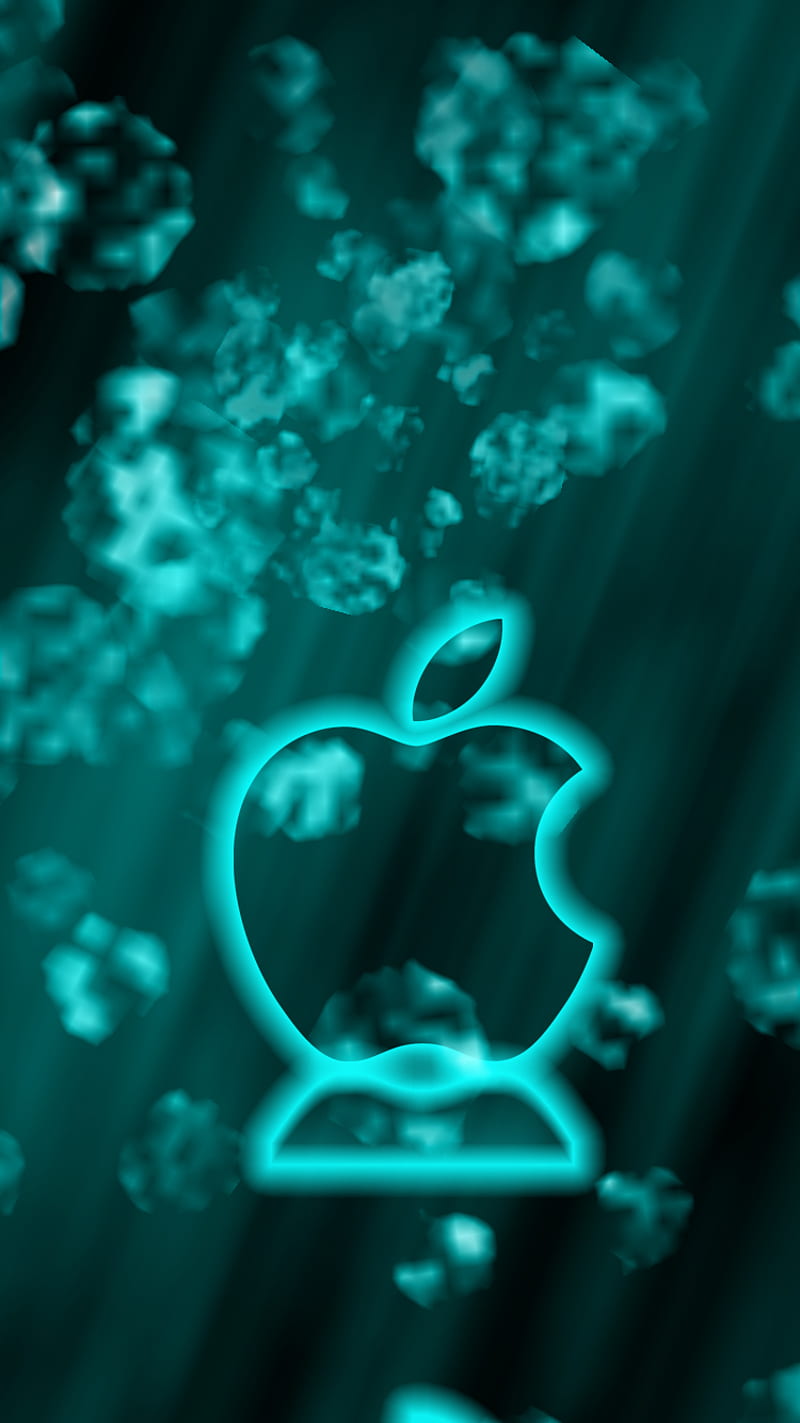 apple logo abstract, blue, good, green, iphone, stars, HD phone wallpaper