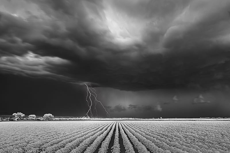 Sinister Storms And Twisters Disturb Rural Landscapes In Dramatic Black And White By Mitch Dobrowner, HD wallpaper