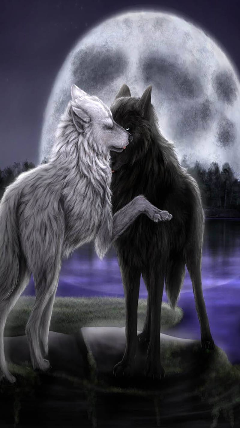 Luna lobos, lobo, luna, Fondo de pantalla de teléfono HD | Peakpx