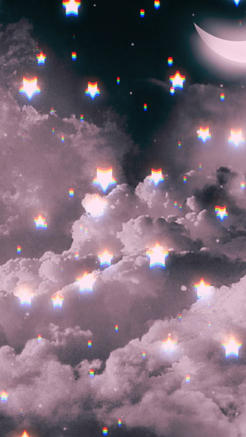 Glich in the sky, colours, galaxy, heaven, love, nebula, pastel, pink, sad, sever, HD phone wallpaper