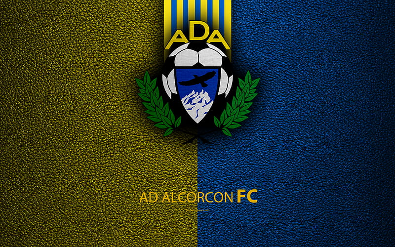 AD Alcorcon Spanish Football Club, leather texture, logo, LaLiga2, Segunda Division, Alcorcón, Spain, Second Division, football, HD wallpaper
