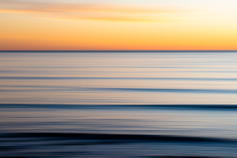 sea, water, sky, horizon, long exposure, blur, HD wallpaper