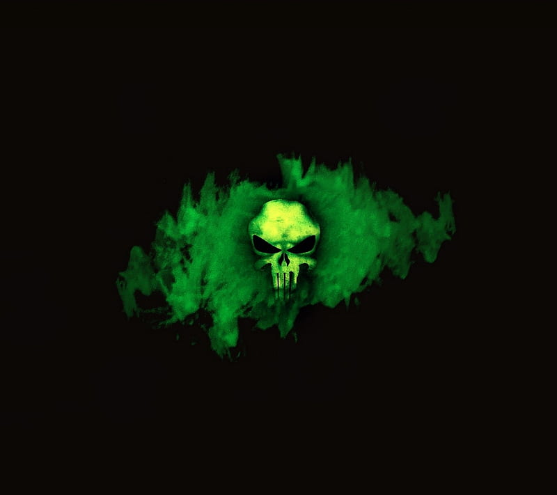 punisher, green, skull, HD wallpaper