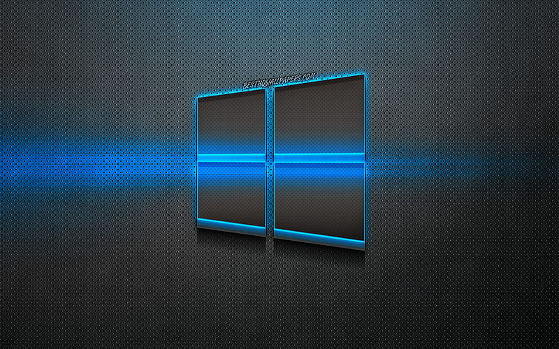 Windows 10, metal logo, Microsoft, metal background, creative, Windows 10 logo, HD wallpaper