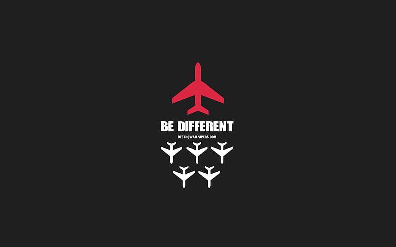 Be different, creative art, planes icons, leader concepts, Be different concepts, HD wallpaper