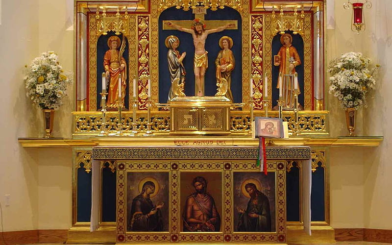 High Altar at Our Lady of Walsingham, church, altar, Christ, Jesus, HD wallpaper