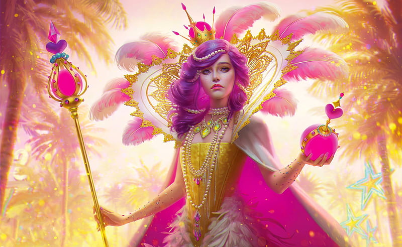 Thưởng thức ngay hình nền HD độ phân giải cao và đầy sắc màu với chủ đề Queen, fantasy, girl, art, digital, pink, woman cực kỳ ấn tượng và độc đáo, làm bởi Pink Queen.