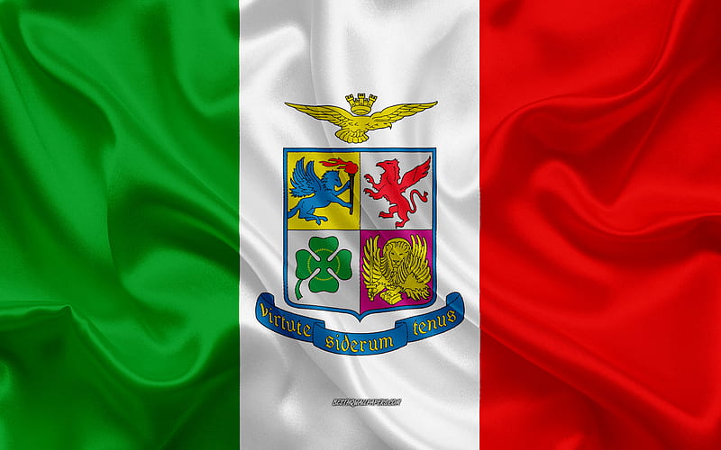 Italian Air Force coat of arms silk texture, Flag of Italy, silk flag, emblem, Italy, Italian Air Force, HD wallpaper