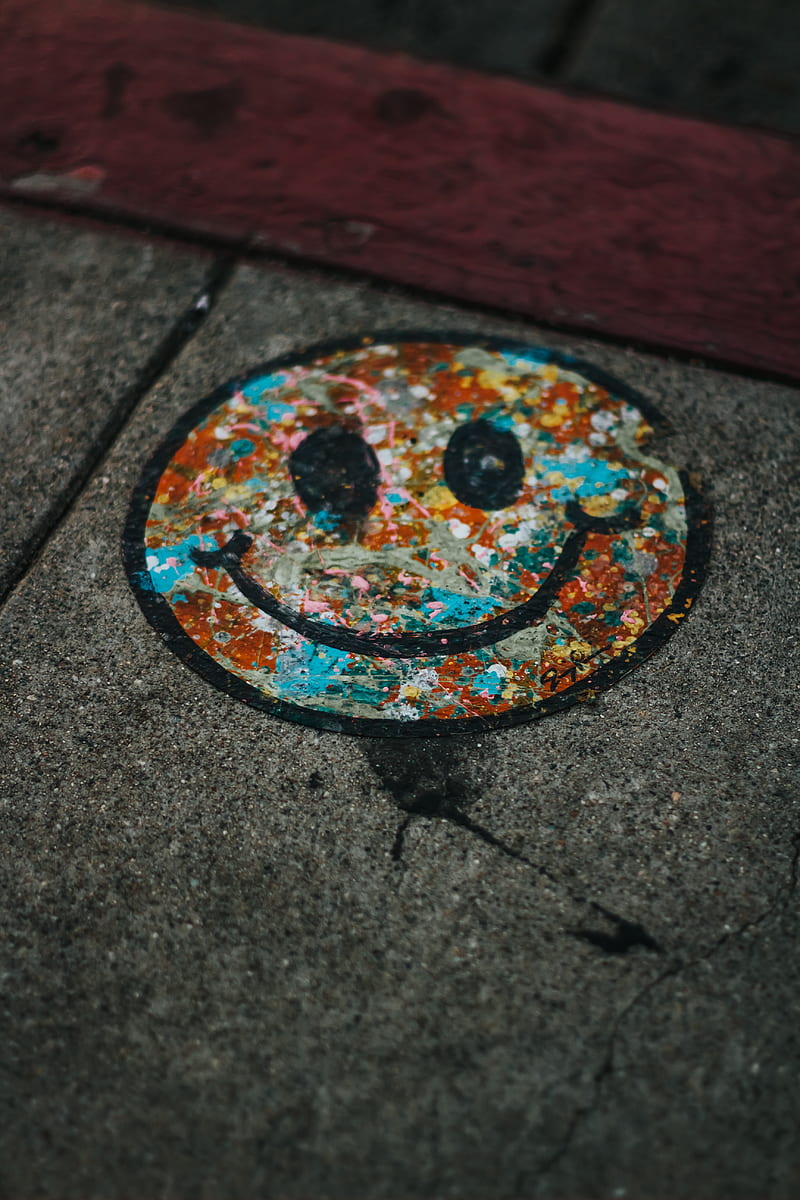 smile, colorful, asphalt, paint, graffiti, HD phone wallpaper