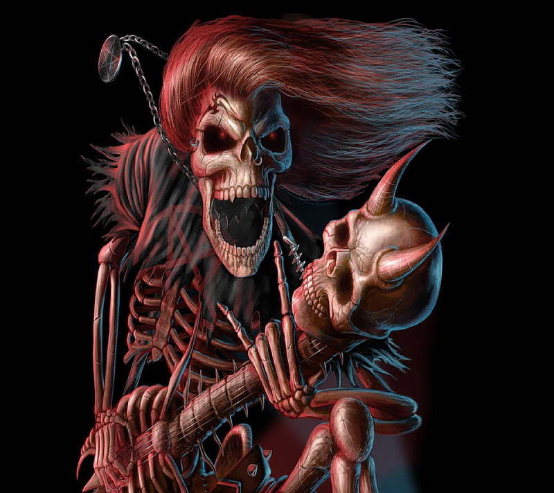Heavy Metal Skeleton, heavy metal, HD wallpaper