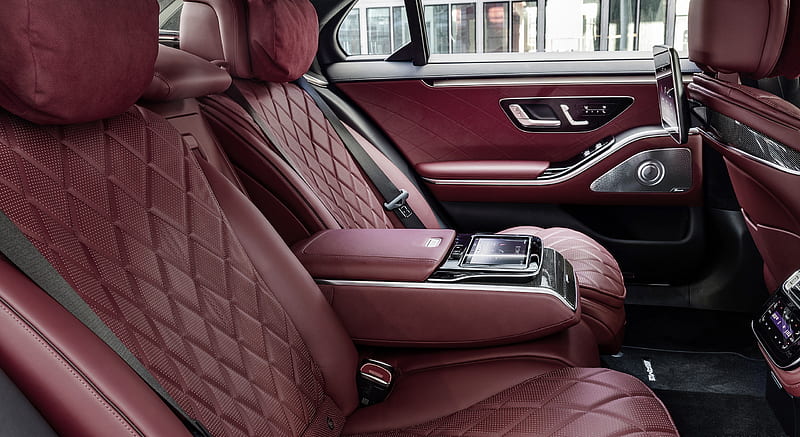 2021 Mercedes-Benz S-Class (Color: Leather Nappa Black/Carmin Red) - Interior, Rear Seats, HD wallpaper