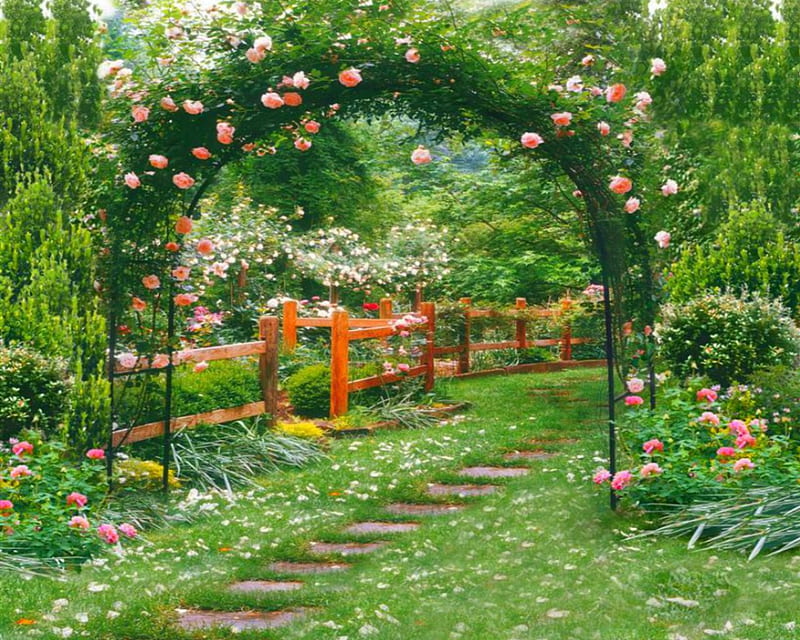 Beautiful Garden, path, garden, flowers, nature, HD wallpaper | Peakpx