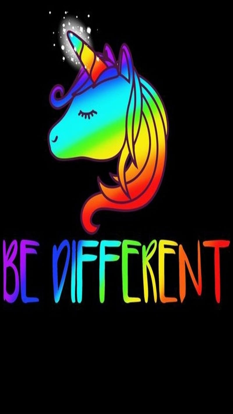 Be Different Unicorn, lgbt, lgbtqia, love is love, pride, rainbow, HD phone wallpaper