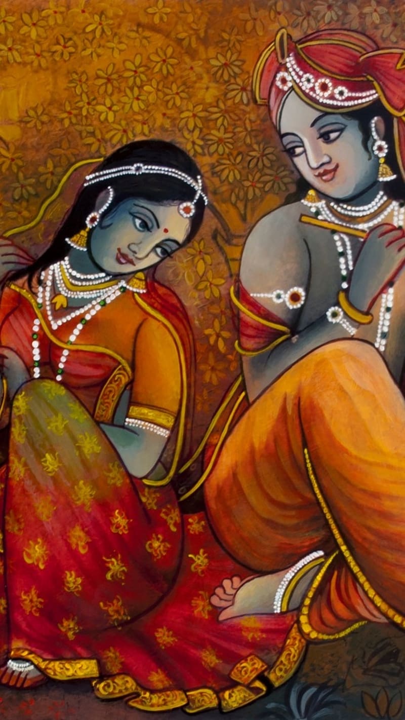 Radhe Krishna, radha krishna, krishna flute, HD phone wallpaper