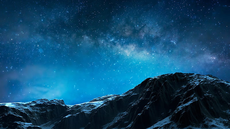 Beautiful Starry Blue Sky Above Mountain During Nighttime Nature, HD wallpaper