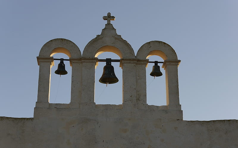 Church Bells, sky, cross, church, bells, HD wallpaper