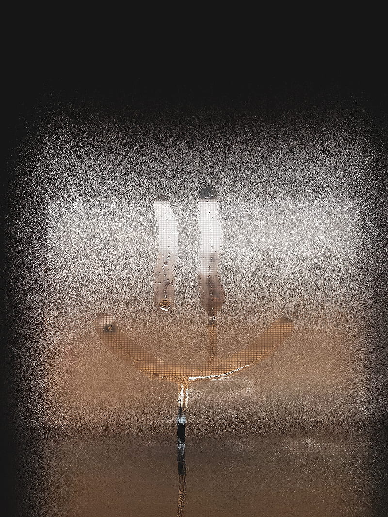 smile, smiley, glass, wet, window, drops, HD phone wallpaper