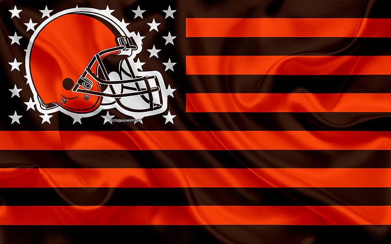 Cleveland Browns, American football team, creative American flag, orange brown flag, NFL, Cleveland, Ohio, USA, logo, emblem, silk flag, National Football League, American football, HD wallpaper