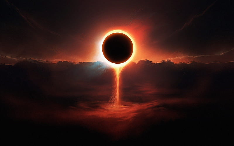 eclipse, light, darkness, sun and moon, artwork, Space, HD wallpaper