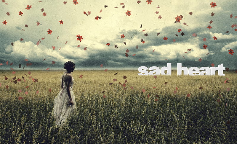 sad heart, fall, female, autumn, death, lonely, dying, sky, woman, clouds, winter, sad, depression, nature, sympathy, HD wallpaper