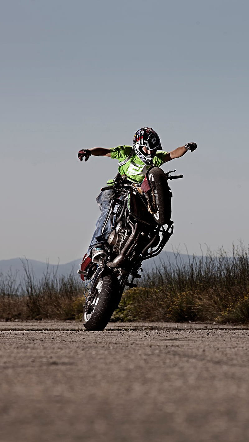 Bike stunt, bike, danger, speed, stunt, wheelie, HD phone wallpaper