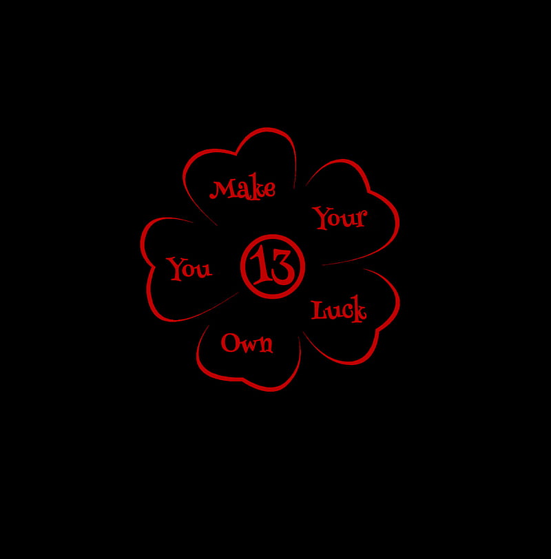 You make your own, 13, black, clover, luck, lucky, red, HD phone wallpaper