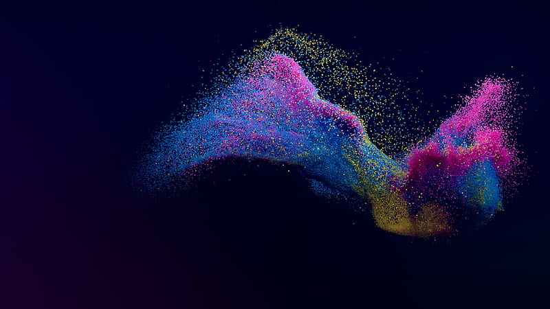 flying particules, splash, colorful, Abstract, HD wallpaper