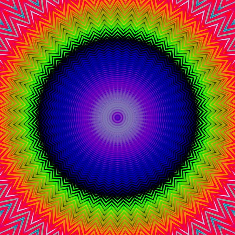 colorfull circle, abstract, circle, digital art, green, light, mandala, neon, purple, sun, HD phone wallpaper