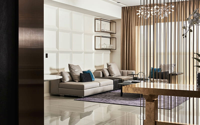 living room modern design, stylish interior, light room, modern apartment, interior idea, HD wallpaper